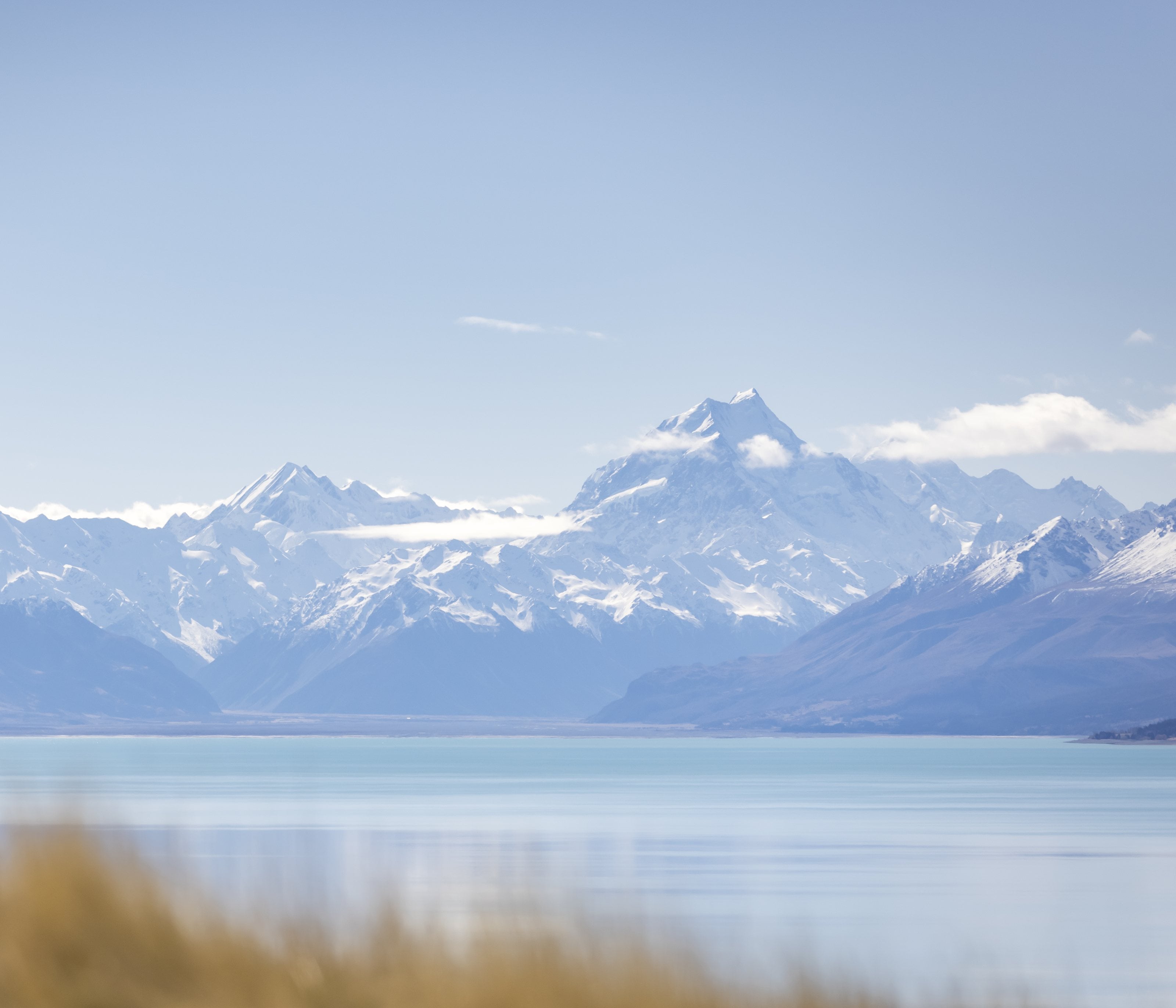 Aoraki / Mount Cook above the still water of Lake Pukaki