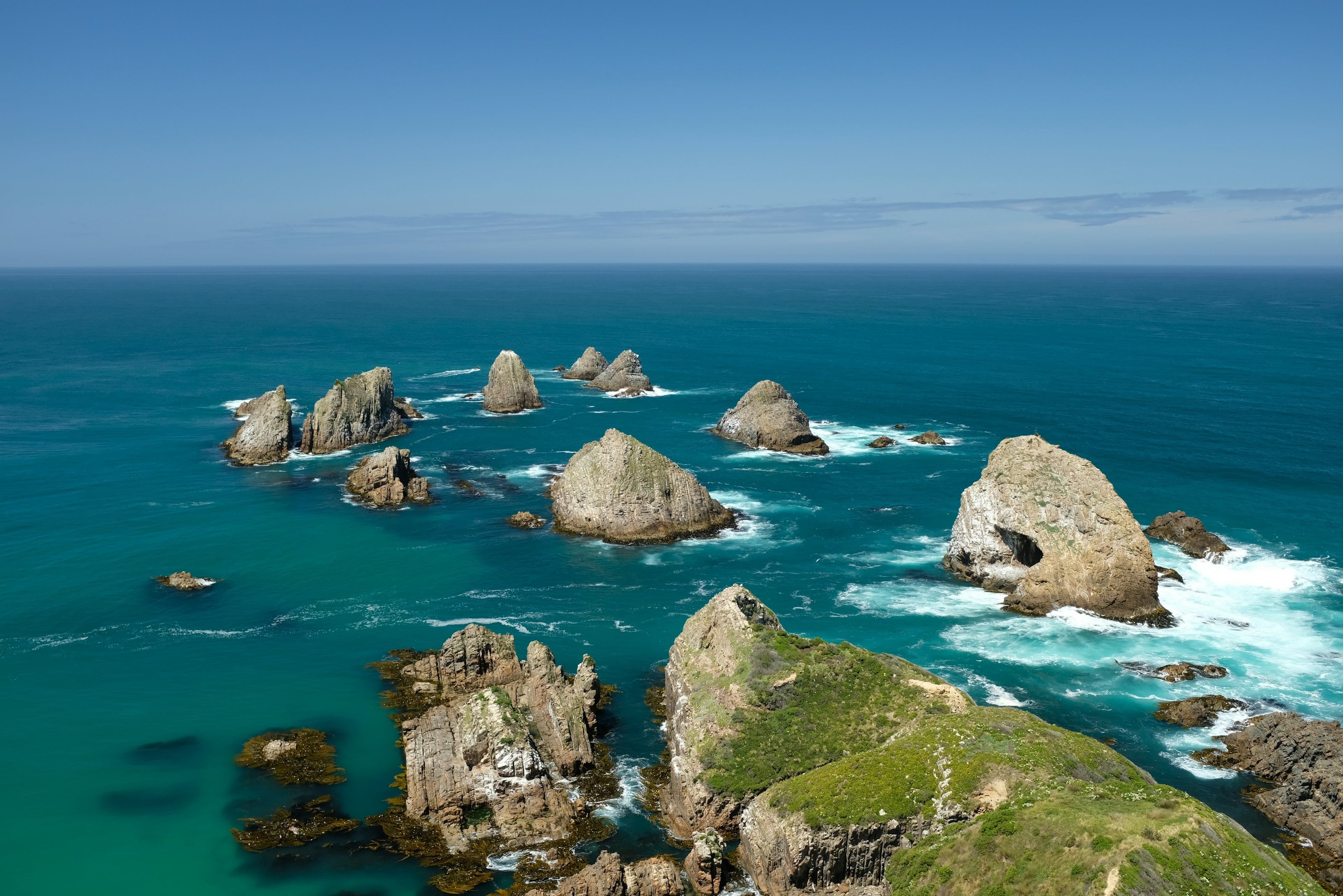 The rocks of Nugget Point in deep blue water, the Catlins